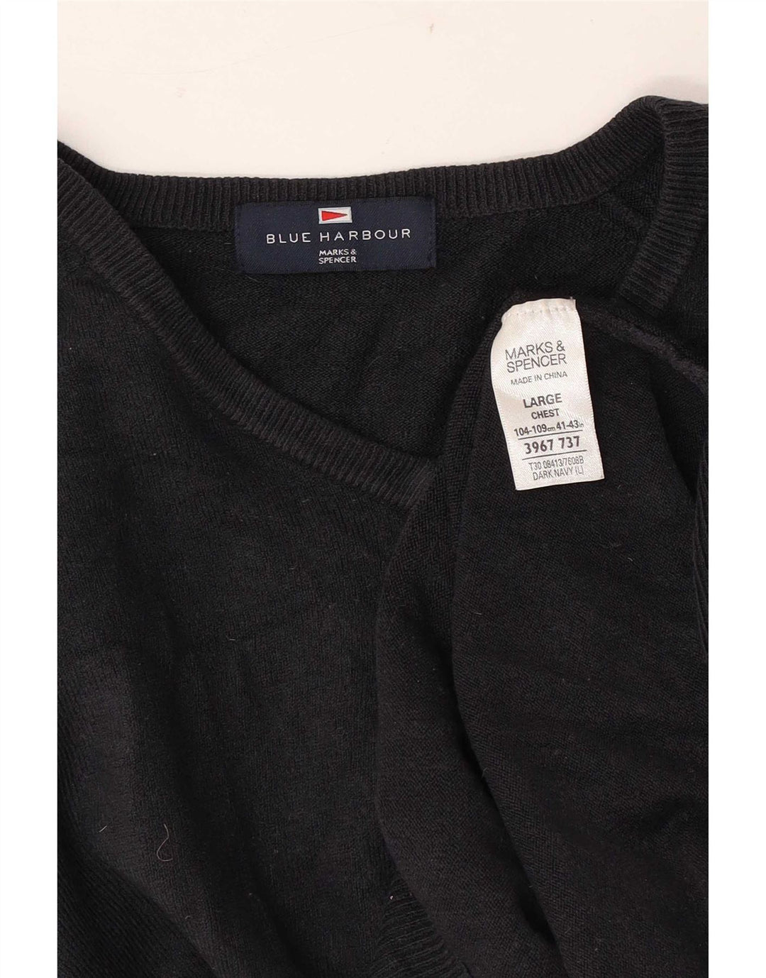 Marks & Spencer Herre Blue Harbor V-hals sweater Stor Navy Akryl