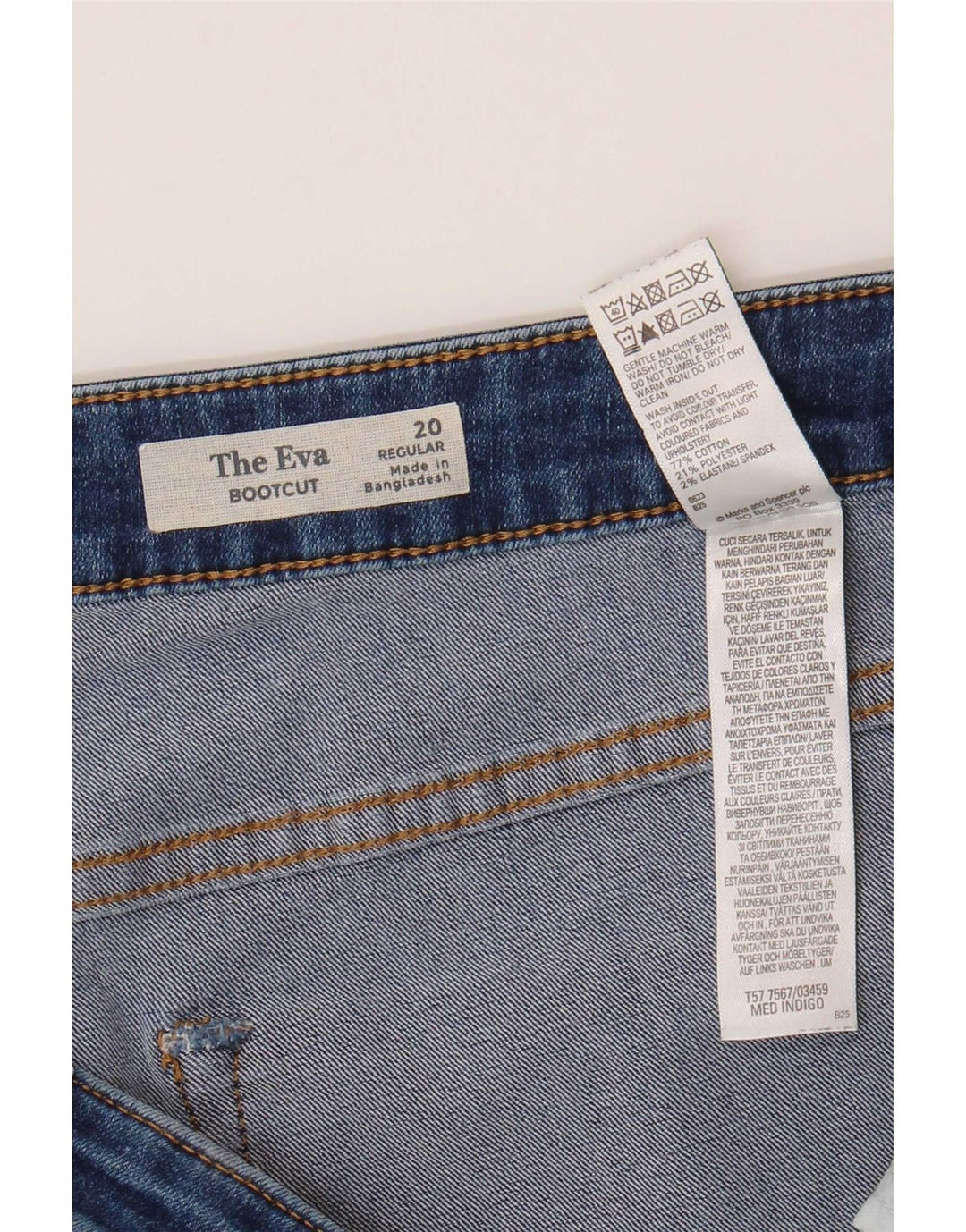 Marks & Spencer Dame Regular Bootcut Jeans UK 20 2XL W42 L31 Blå Bomuld