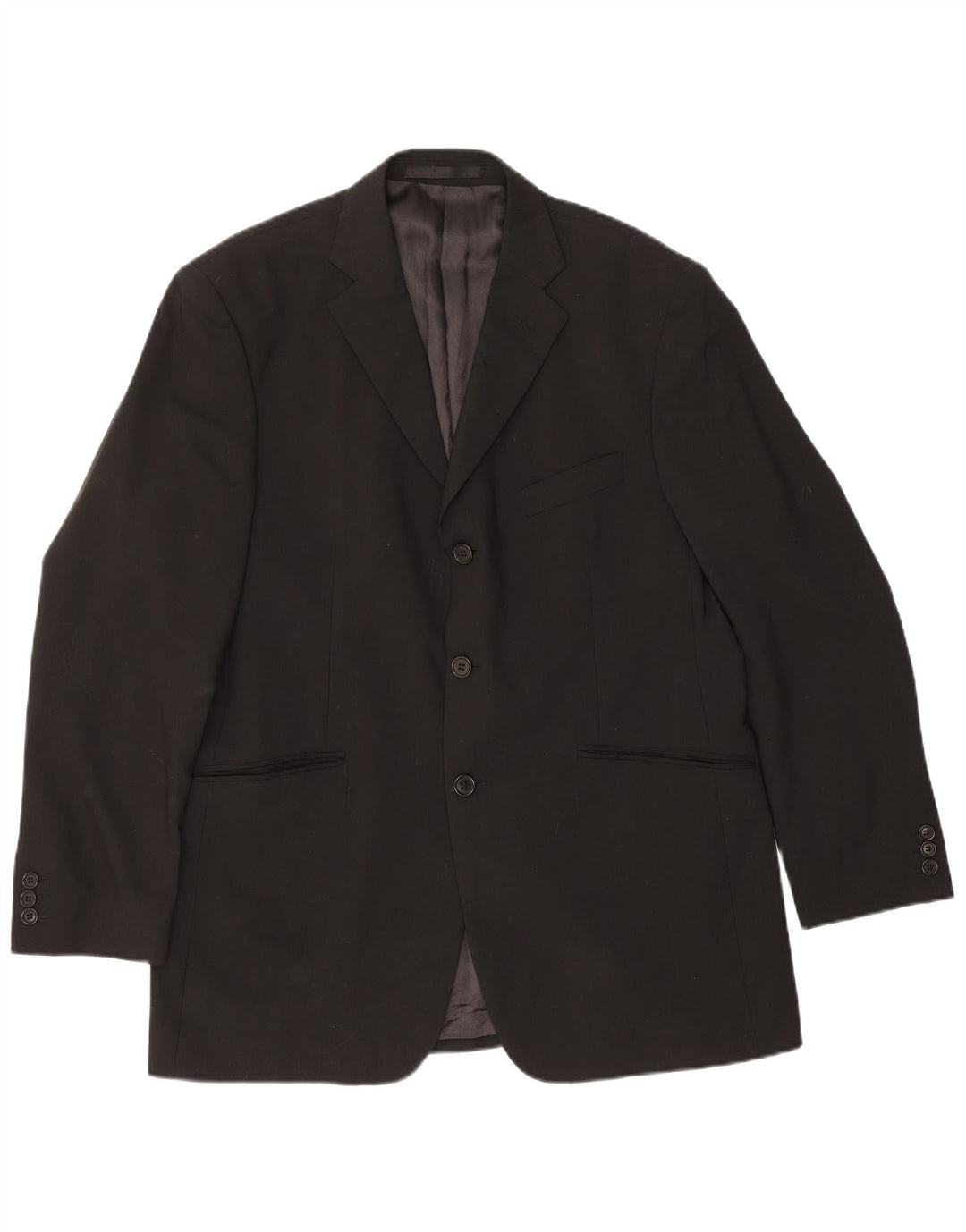Marks & Spencer Herre 3 Button Blazer Jacket UK 42 Large Black New Wool