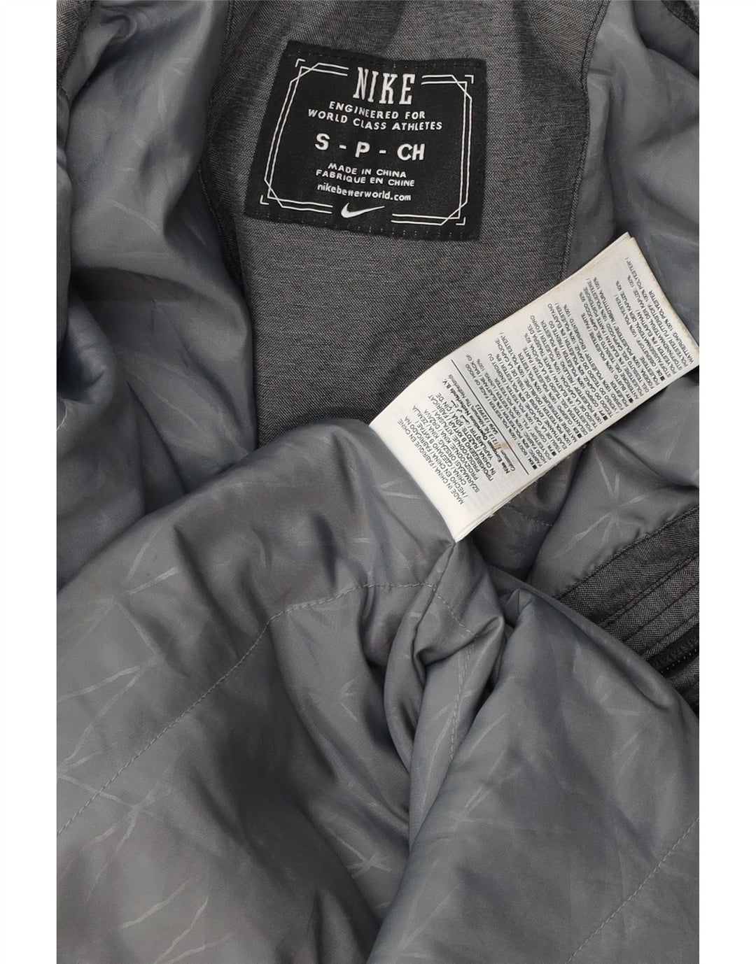 Nike vindjakkejakke med hætte til mænd UK 36 Small Grey Colourblock Polyester