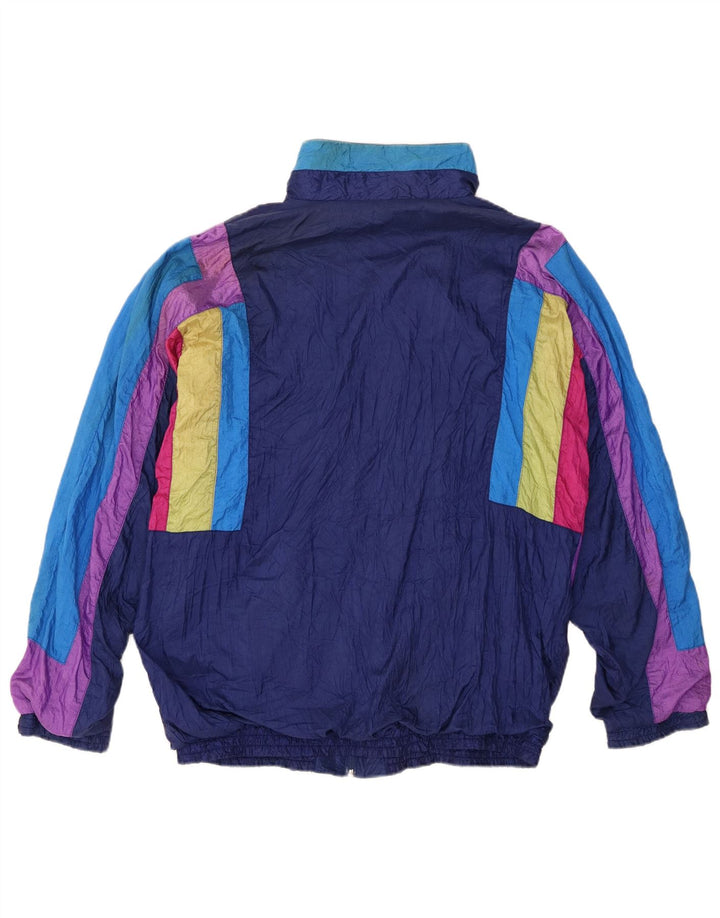 VINTAGE Træningsdragt til mænd Topjakke XL Marineblå Colourblock Nylon