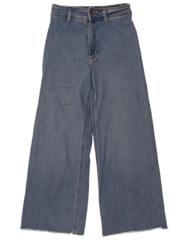 Zara Dame Jeans med høj talje og brede ben EU 38 Small W28 L28 Blå
