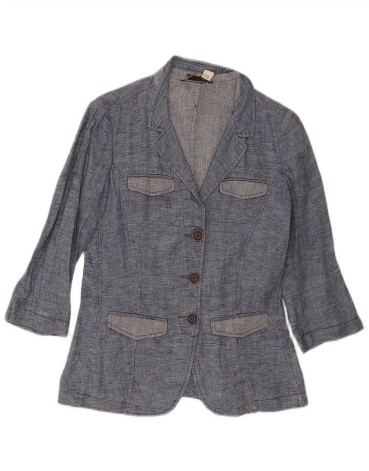 Trussardi Jeans Dame 3-knaps Denim Blazer Jacket UK 10 Small Blue