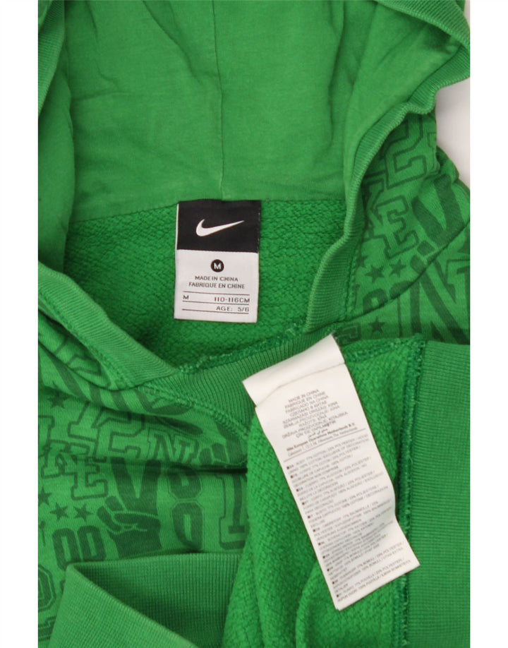 NIKE Boys Graphic Hoodie Jumper 5-6 Years Medium Green Cotton Vintage Nike and Second-Hand Nike from Messina Hembry 