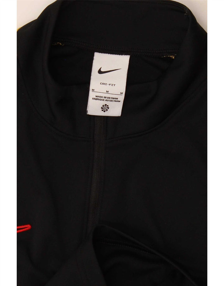 Nike Herre Dri Fit Pullover med lynlås-hals Træningsdragt Top Medium Sort Colourblock