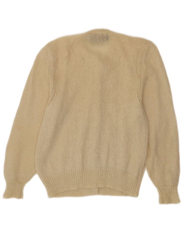 Beatrice Dame Cardigan Sweater UK 10 Small Beige Mohair