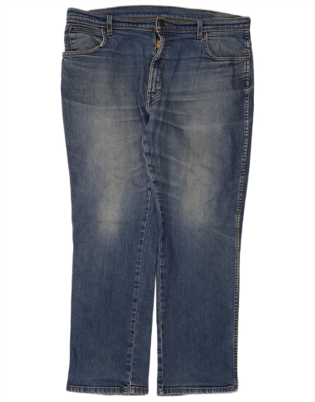 Wrangler Herre Regular Fit Straight Jeans W38 L30 Blå Bomuld