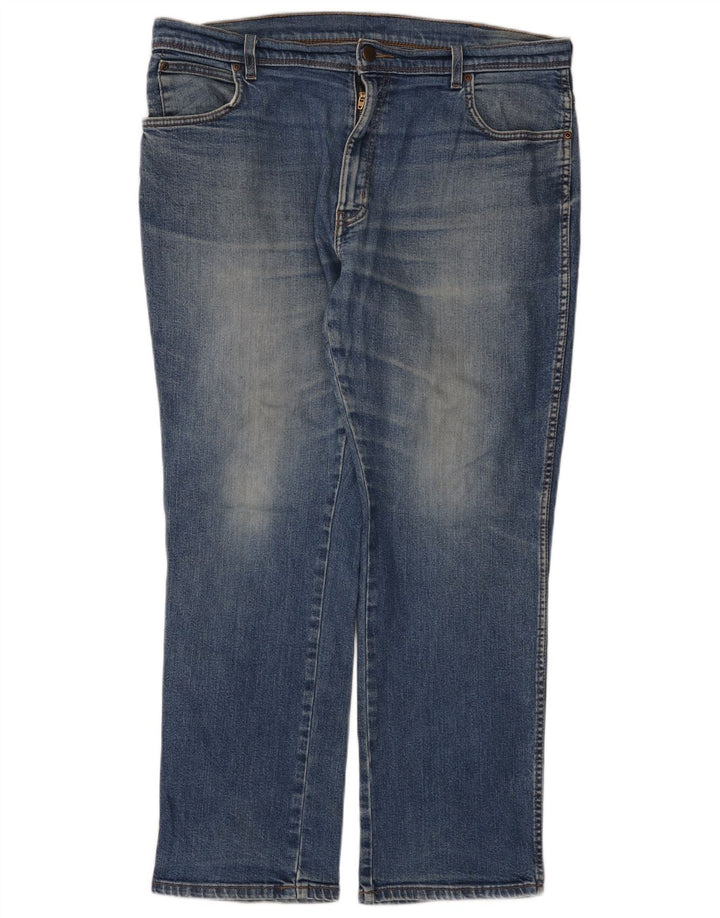 Wrangler Herre Regular Fit Straight Jeans W38 L30 Blå Bomuld