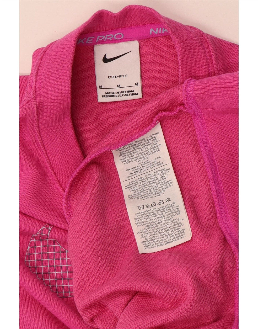 Nike Dame Grafisk Oversized Sweatshirt Jumper UK 14 Medium Pink Bomuld