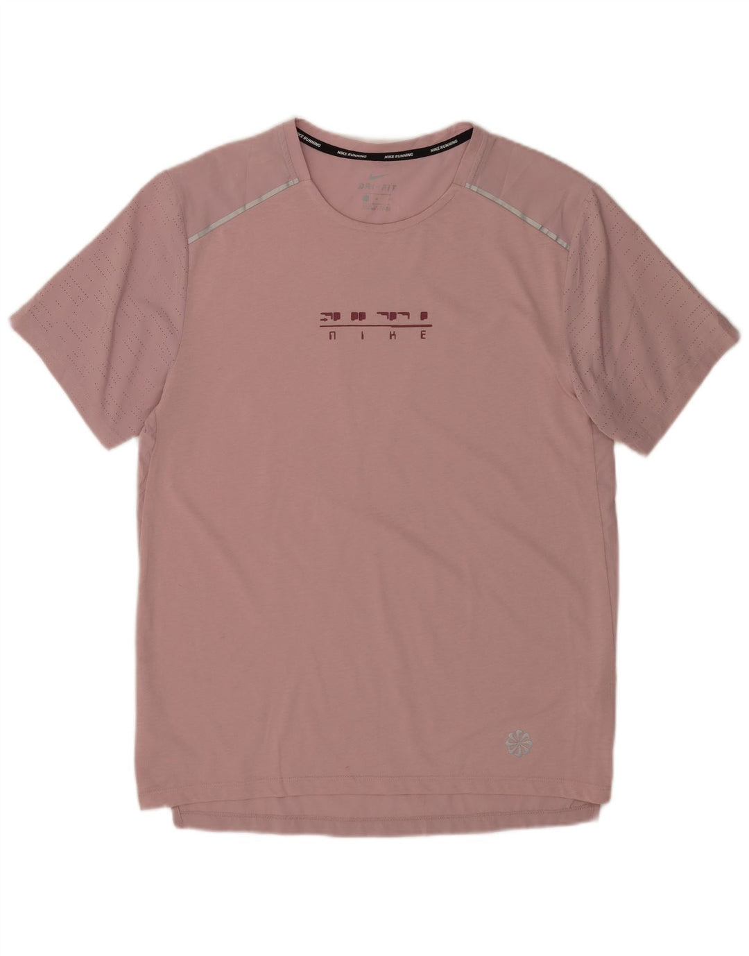 NIKE Mens Dri Fit Graphic T-Shirt Top Medium Pink Polyester