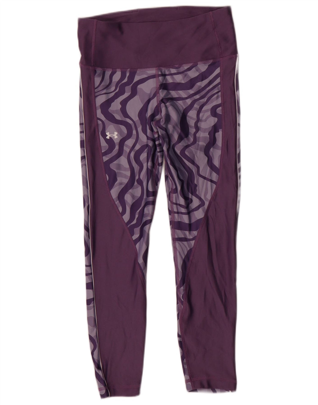 Under Armour Dame Heat Gear abstrakt mønster Leggings UK 14 Medium Purple