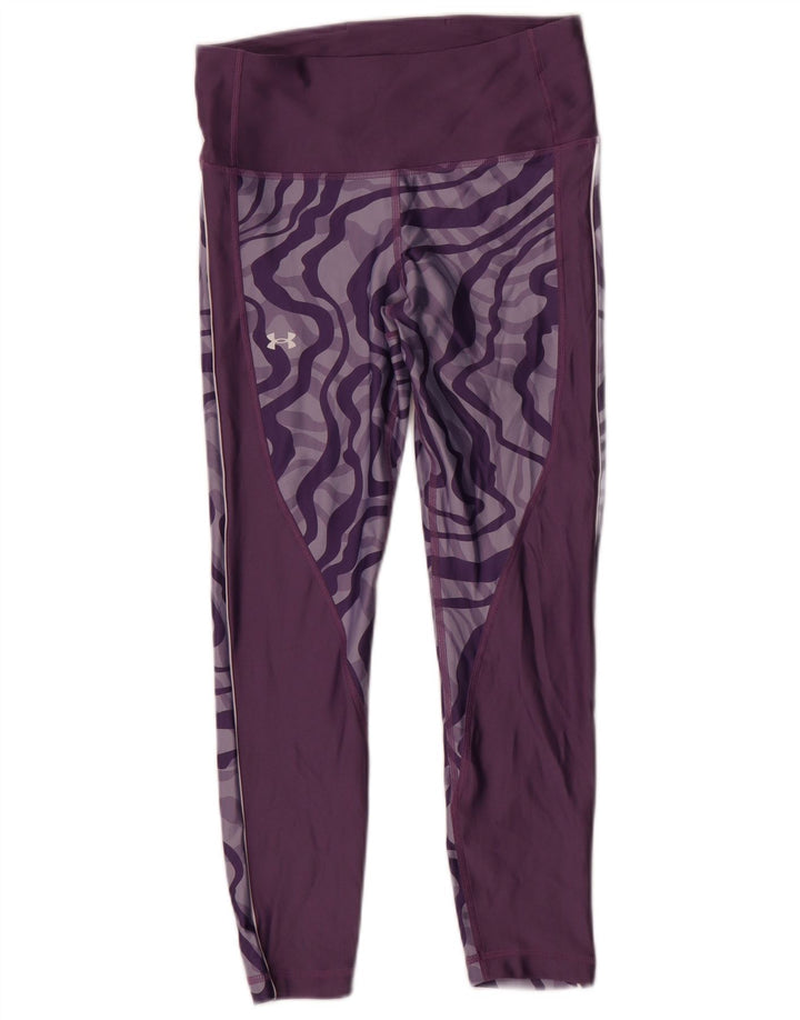 Under Armour Dame Heat Gear abstrakt mønster Leggings UK 14 Medium Purple