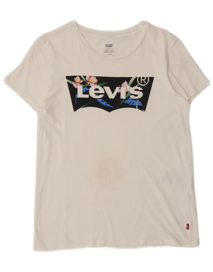 LEVI'S Herre grafisk T-shirt Top Lille hvid bomuld