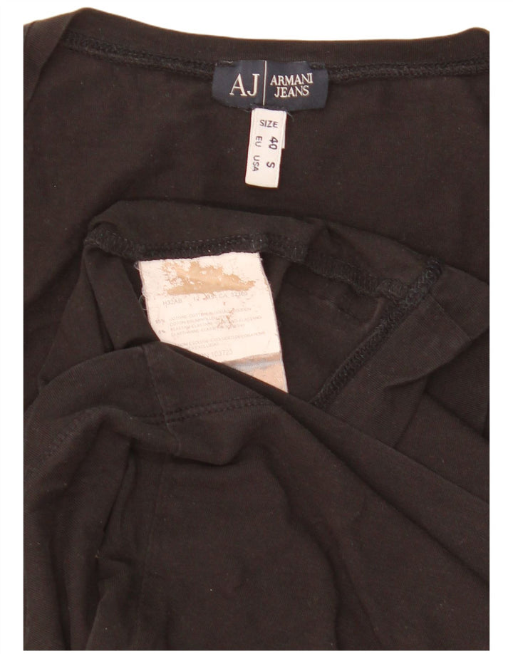 Armani Dame T-Shirt Top UK 10 Lille Sort Bomuld