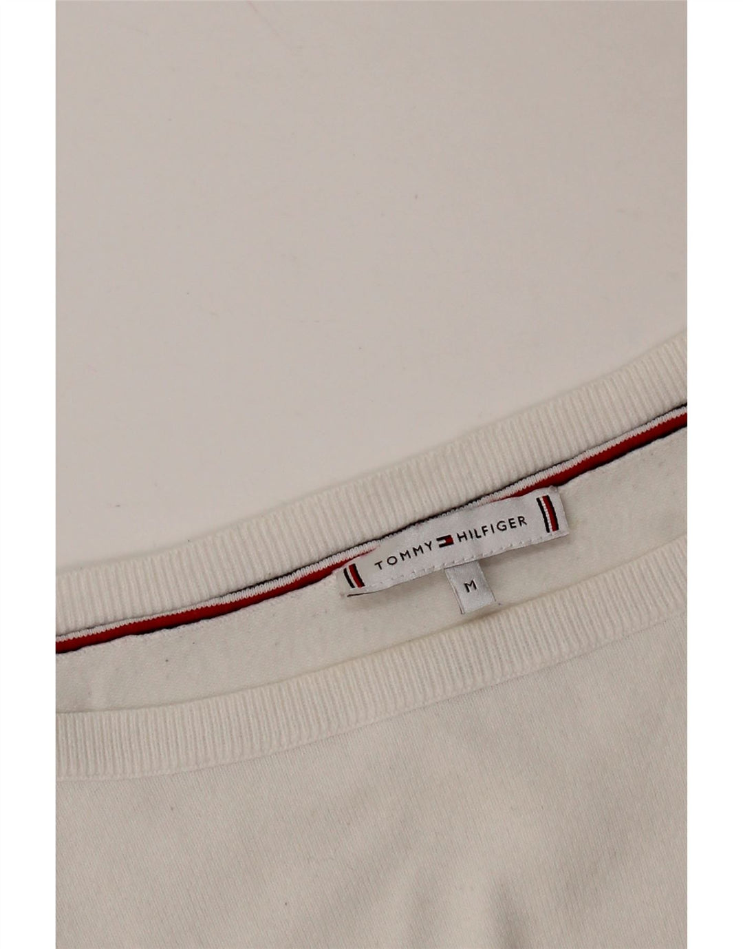 TOMMY HILFIGER Dame Boat Neck Jumper Sweater UK 14 Medium White