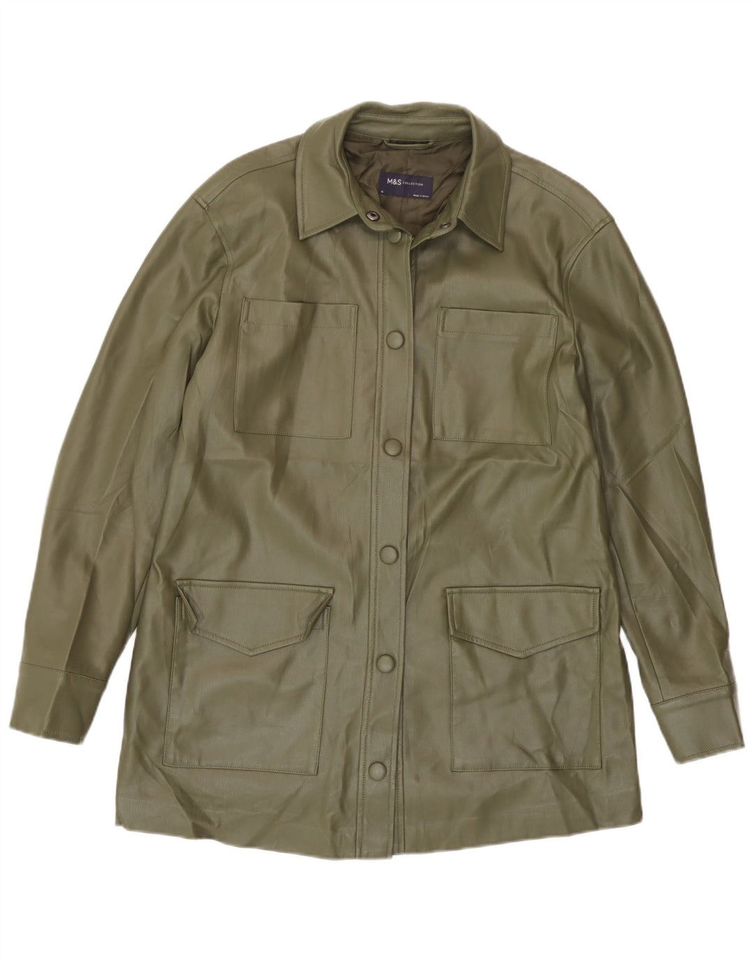 Marks & Spencer Kvinder Oversized Utility Jacket UK 10 Small Khaki