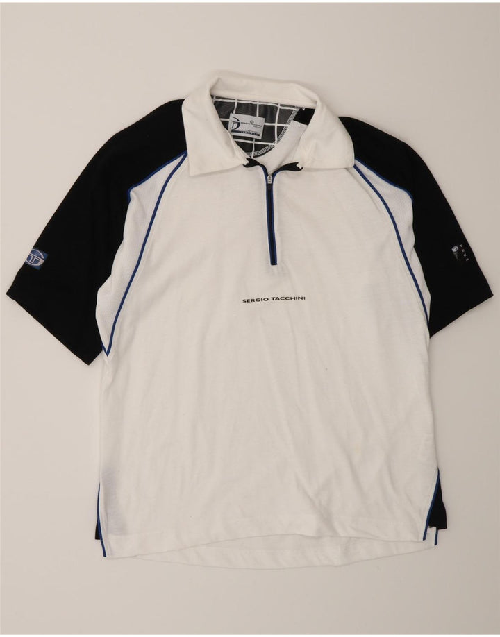Sergio Tacchini Herre poloshirt Lille hvid Colourblock Bomuld