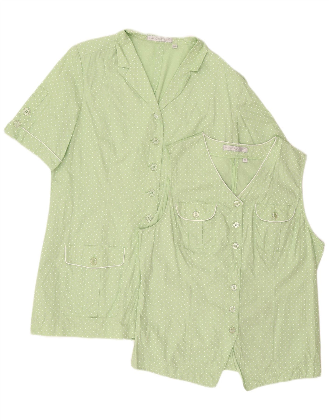 Mario Rosella Damesæt 2 stk EU 40 Mellemgrøn Polka Dot Bomuld