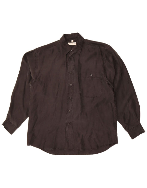 Vintage herreskjorte stor sort silke