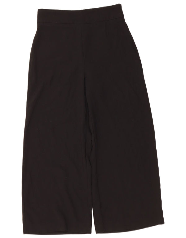 Zara Kvinder Højtaljede Brede Ben Cropped Bukser Medium W28 L24 Sort