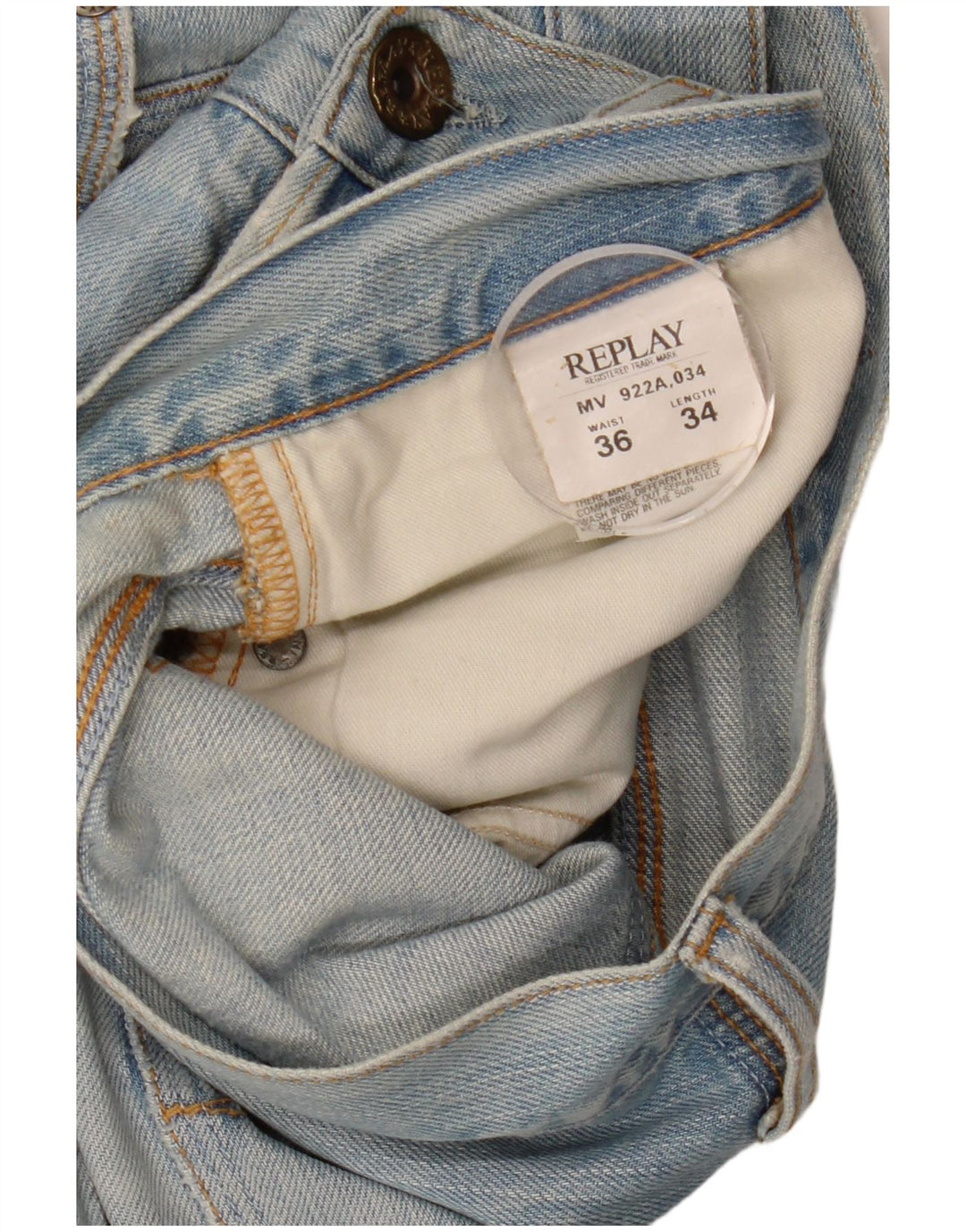 REPLAY Herre Straight Jeans W36 L34 Blå Bomuld