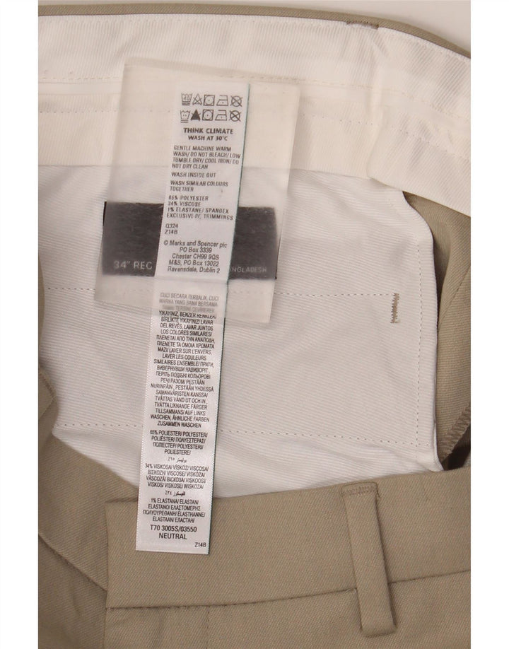 Marks & Spencer Herre Slim Chino Bukser W34 L31 Beige Polyester