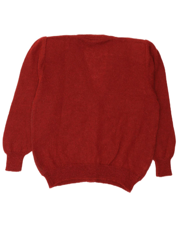 Vintage dame cardigan sweater IT 50 XL Burgundy Floral Mohair