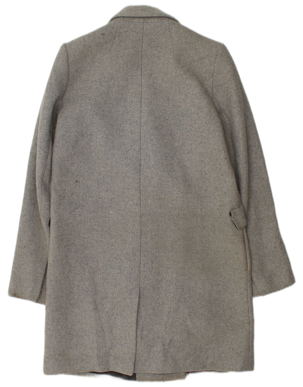 Zara Dame Dobbeltradet Frakke UK 14 Medium Grey Polyester