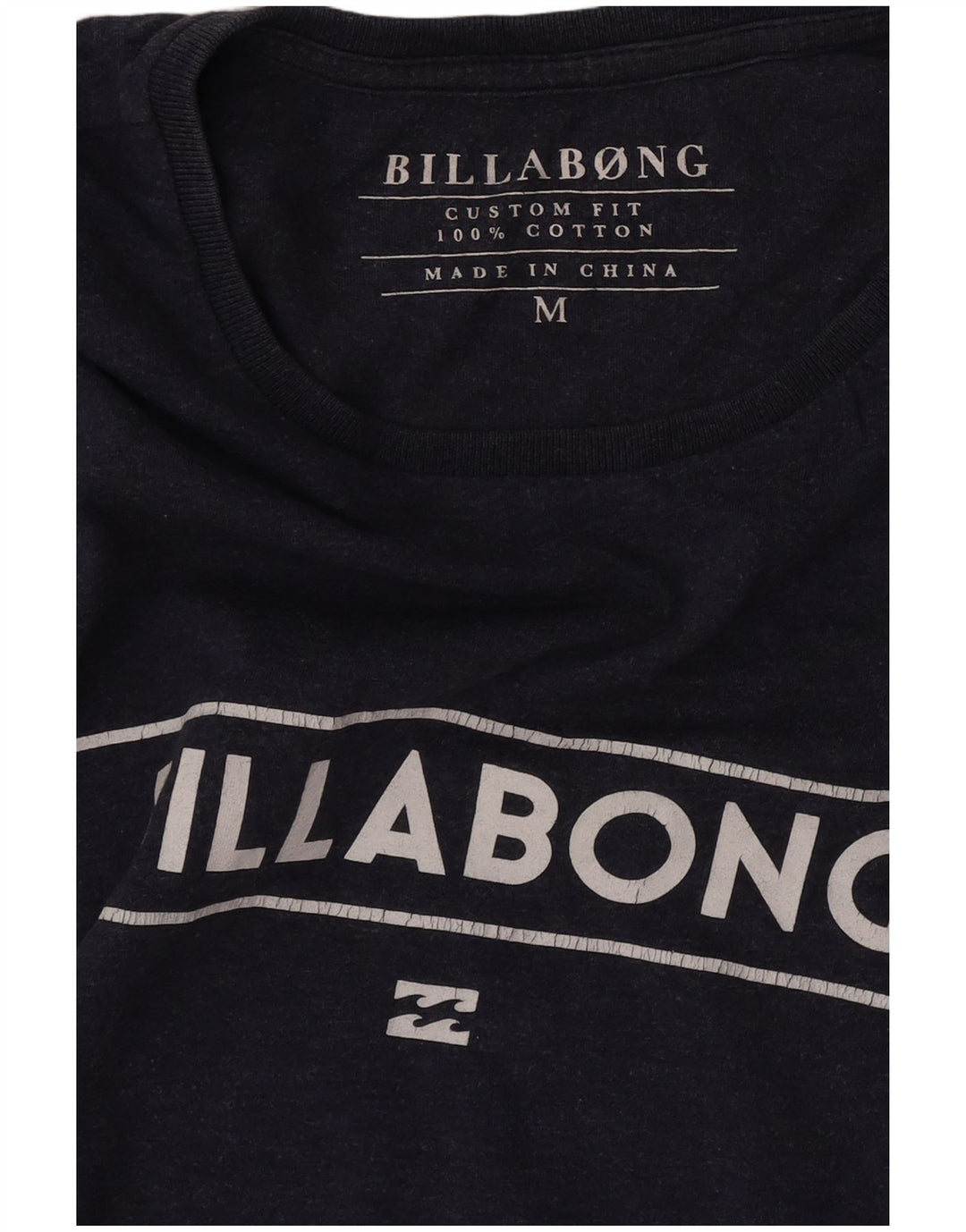 Billabong Herre Custom Fit grafisk T-shirt Top Medium Marineblå Bomuld