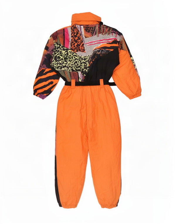 Vintage Piger Grafisk Hætte Ski Jumpsuit 11-12 år Orange Colourblock