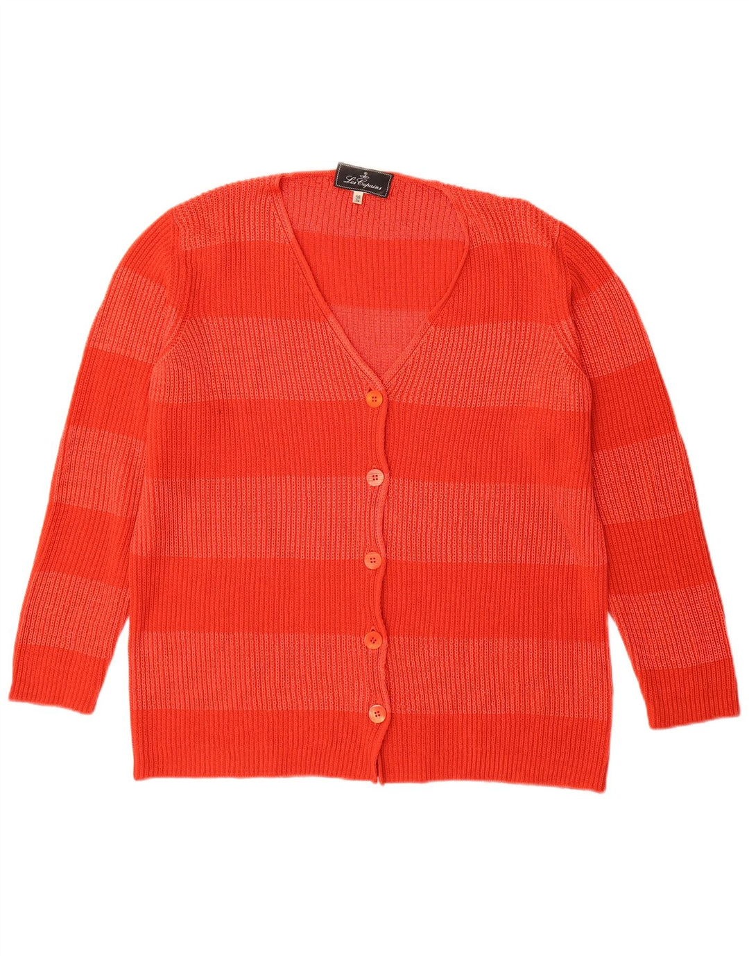 Les Copains Dame Longline Cardigan Sweater IT 46 Stor Rød Stribet