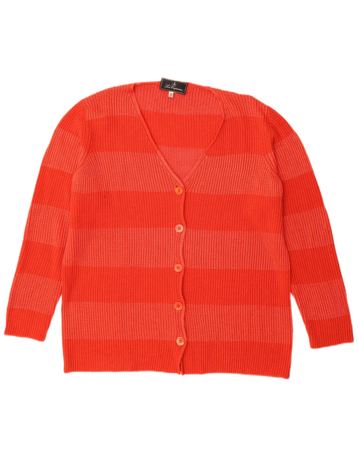 Les Copains Dame Longline Cardigan Sweater IT 46 Stor Rød Stribet