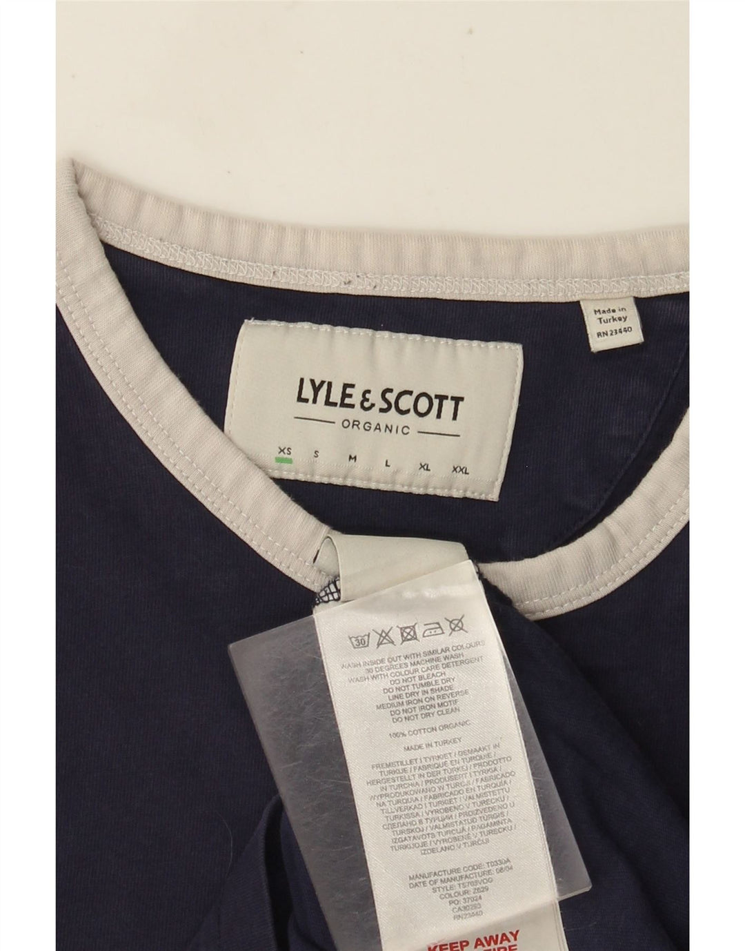 Lyle & Scott herre T-shirt top XS marineblå bomuld