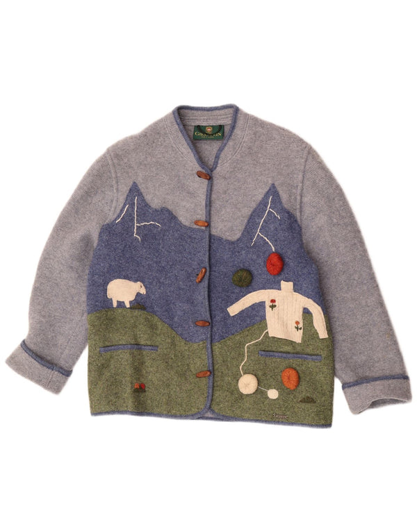 Giesswein Womens Cardigan Sweater UK 14 Large Blue Colourblock Novelty
