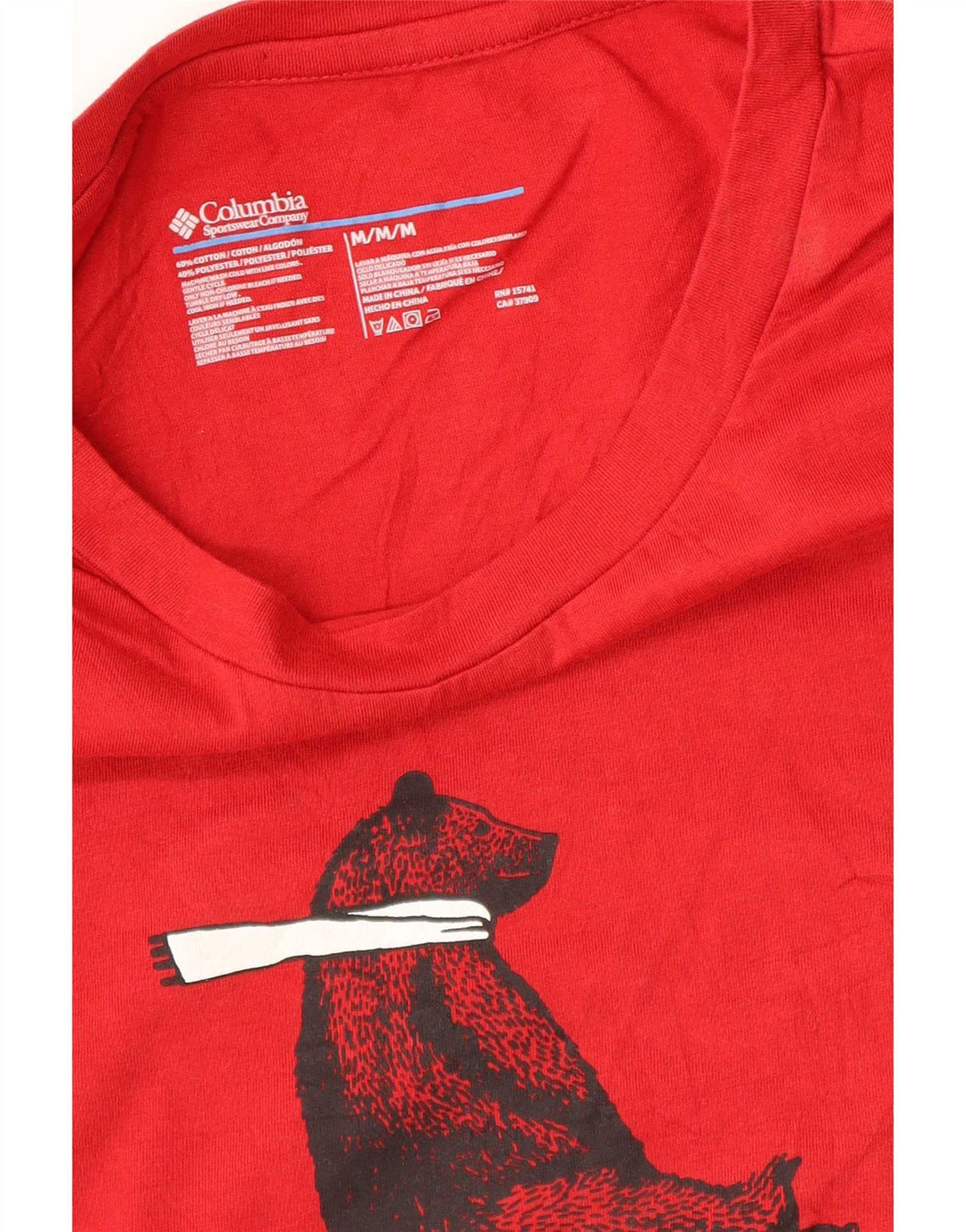 Columbia Herre grafisk T-shirt Top Medium Rød Bomuld