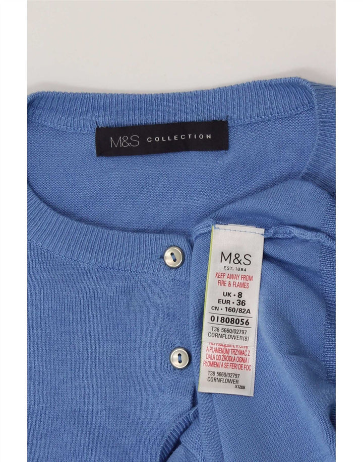 Marks & Spencer Dame Crop Cardigan Sweater UK 8 Small Blue Viscose