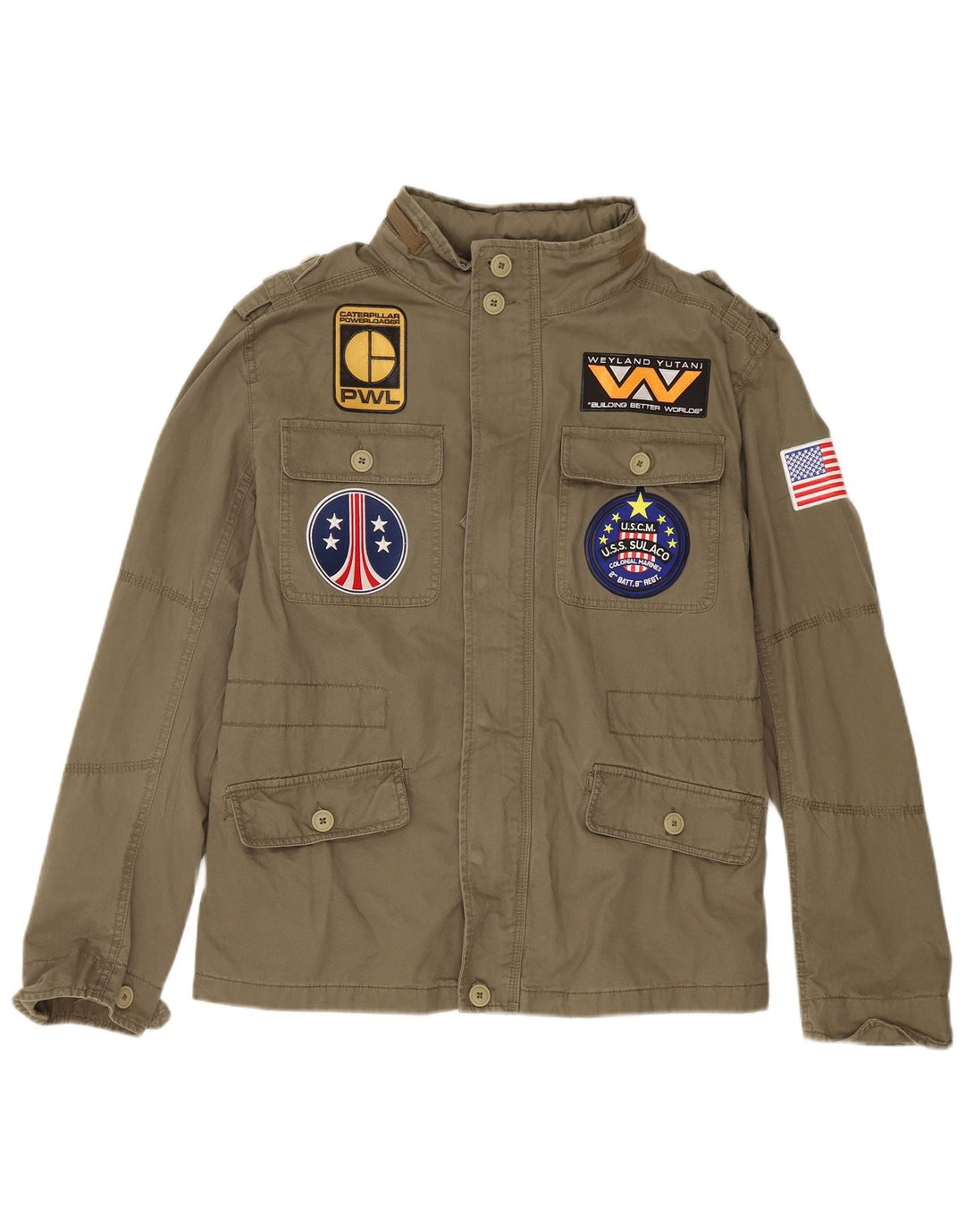Brandit Herre Grafisk Militærjakke UK 38 Medium Khaki Bomuld