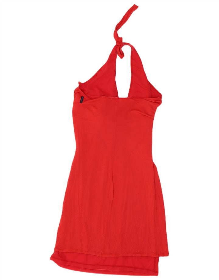 Armani Jeans Dame Halter Dress UK 12 Medium Red