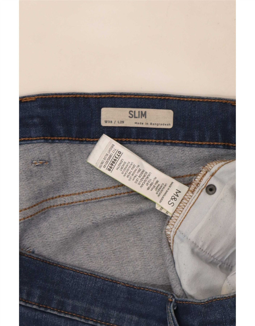 Marks & Spencer Herre Slim Jeans W38 L29 Blå Bomuld