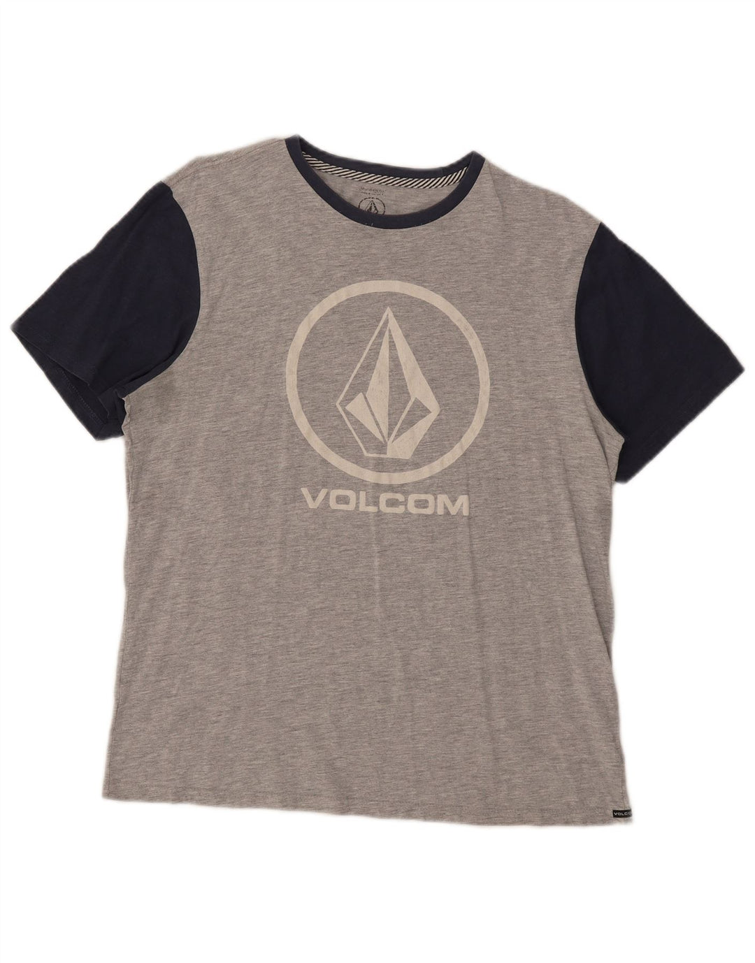 Volcom Herre Grafisk T-Shirt Top Stor Grå Colourblock Bomuld
