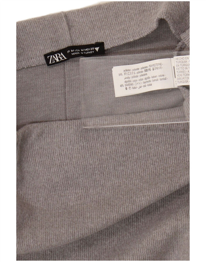 Zara Midi-nederdel med høj talje til kvinder Medium W28 Grå polyester
