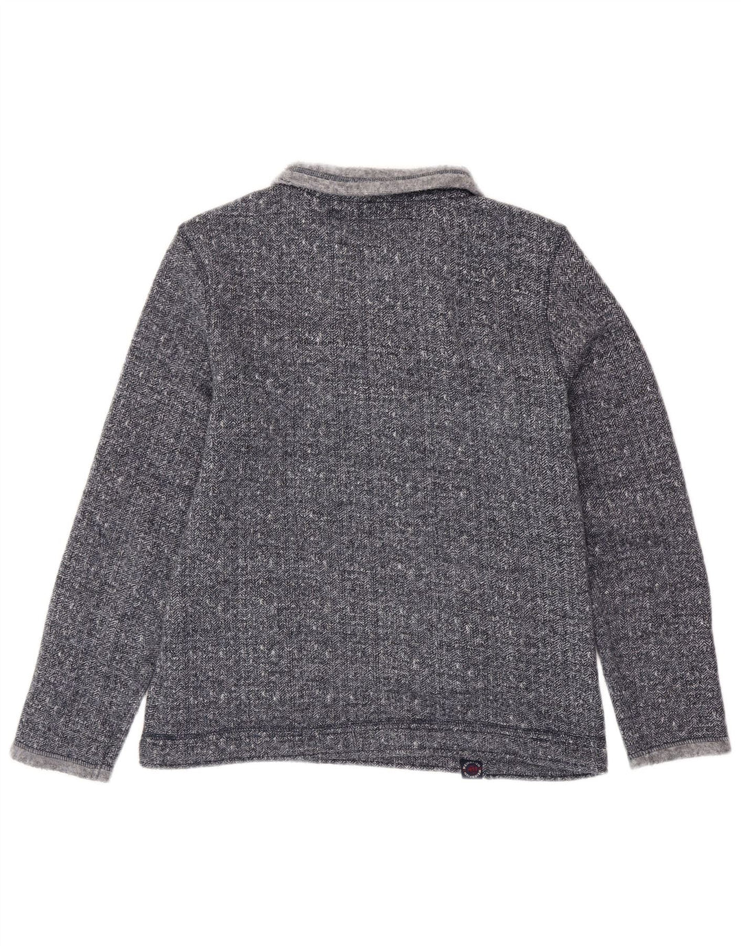 WEIRD FISH Herre Zip Neck Sweatshirt Jumper Small Navy Blue Herringbone