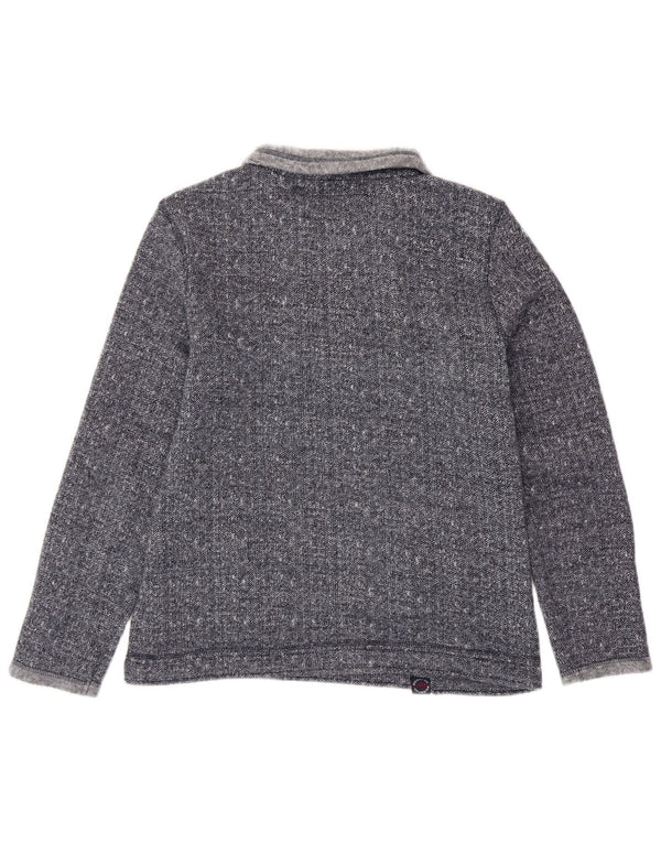 WEIRD FISH Herre Zip Neck Sweatshirt Jumper Small Navy Blue Herringbone