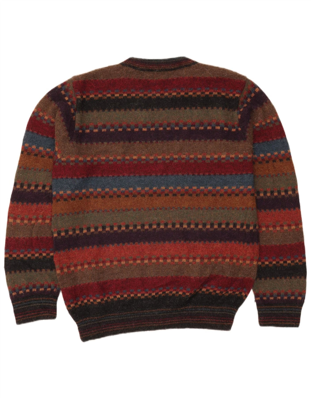 Vintage herre rund hals sweater IT 52 stor flerfarvet stribet