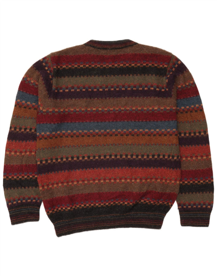 Vintage herre rund hals sweater IT 52 stor flerfarvet stribet
