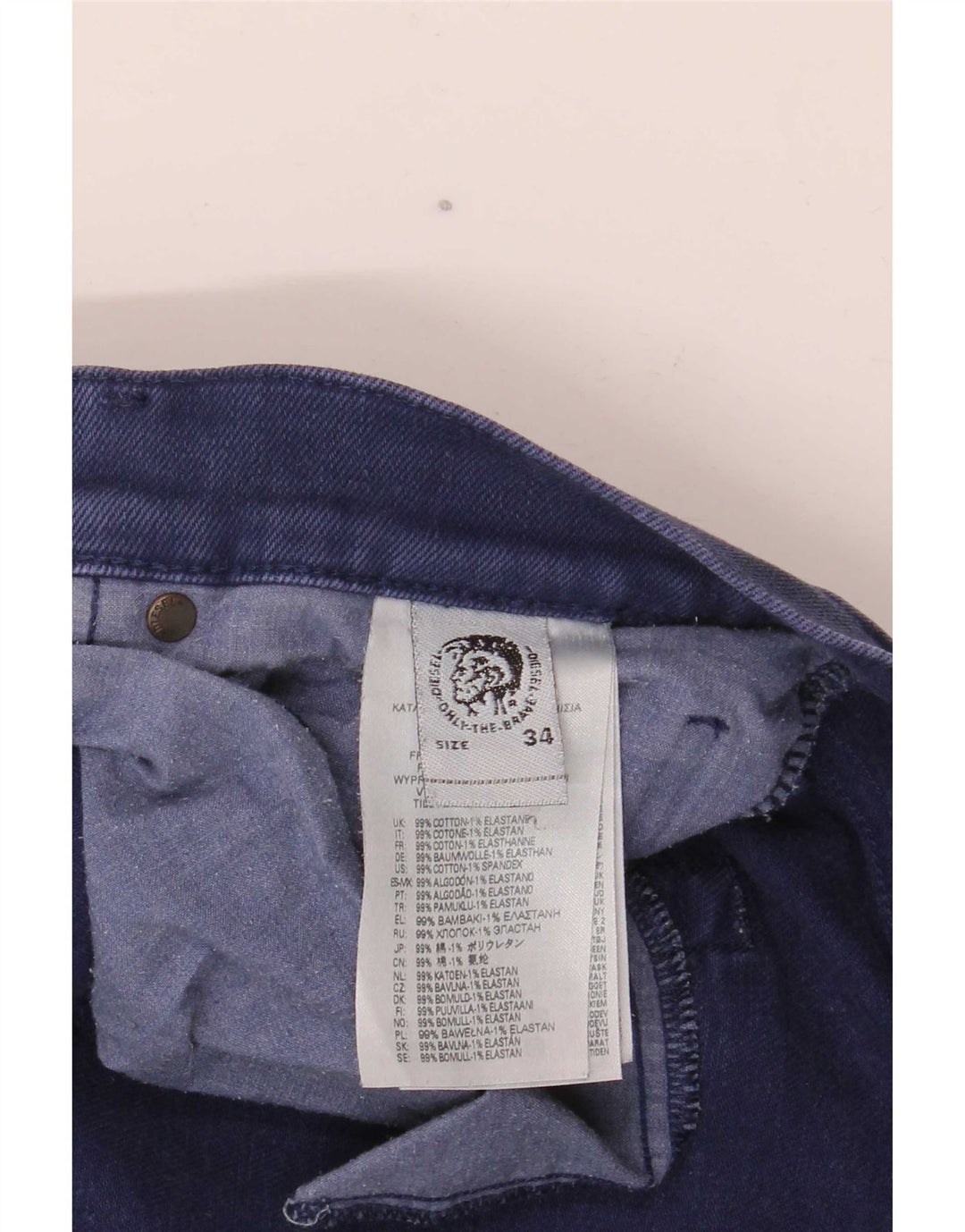 Diesel Herre Slim Jeans W34 L34 Marineblå Bomuld