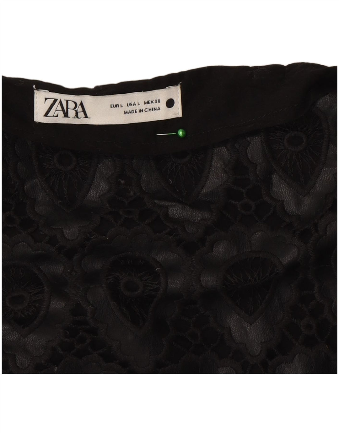 Zara Dame Mini Nederdel Large W30 Sort Geometrisk Polyester