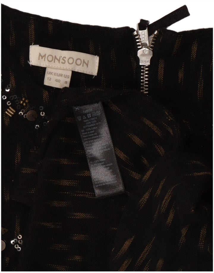 Monsoon Womens Shift Dress UK 12 Mellem sort plettet bomuld