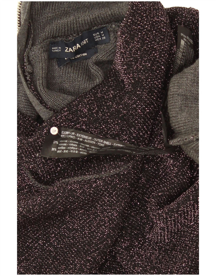 Zara Dame Turtle Neck Jumper Sweater UK 12 Medium Sort Flecked Viscose