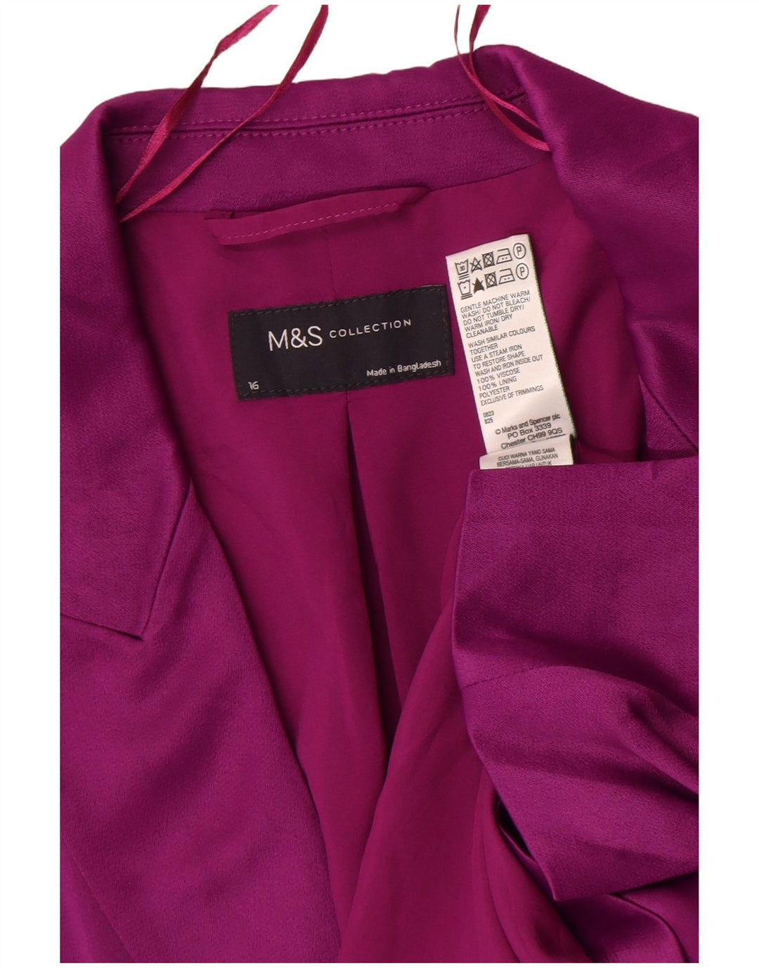 Marks & Spencer Dame 1-knaps blazerjakke UK 16 Stor lilla viskose